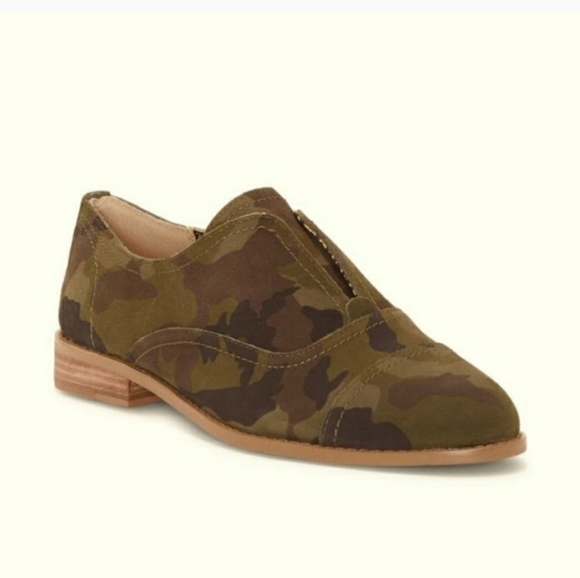 *NEW 1.STATE SUEDE CAMO PRINT SLIP ON LOAFERS FLATS OXFORDS SIZE 5.5 GREEN BROWN - Picture 6 of 10
